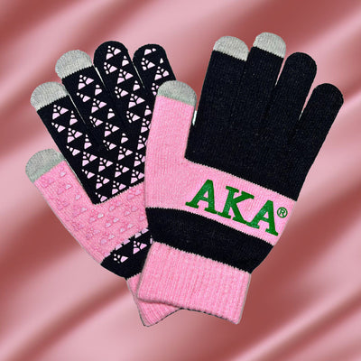 Alpha Kappa Alpha Knit Texting Gloves Black