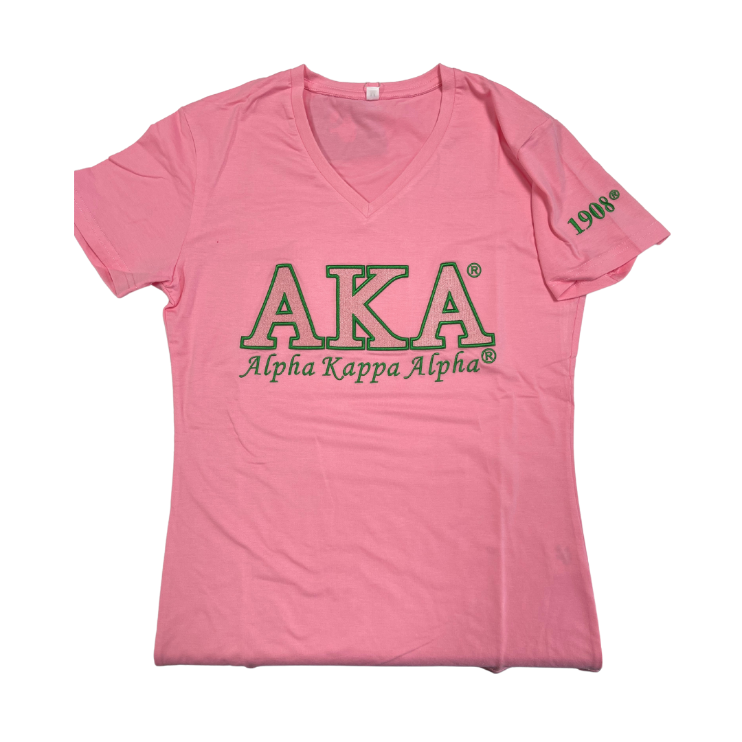 Alpha Kappa Alpha Luxury Embroidered T-shirt Pink – Pretty Pleze