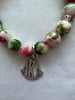 Alpha Kappa Alpha Natural Agate Beaded Monogram Charm Bracelet