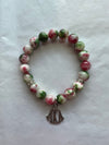 Alpha Kappa Alpha Natural Agate Beaded Monogram Charm Bracelet