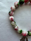 Alpha Kappa Alpha Natural Agate Beaded Monogram Charm Bracelet