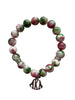 Alpha Kappa Alpha Natural Agate Beaded Monogram Charm Bracelet