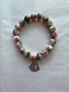 Alpha Kappa Alpha Natural Agate Beaded Monogram Charm Bracelet