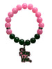 Alpha Kappa Alpha Natural Agate Beaded SKEE WEE Charm Bracelet