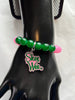 Alpha Kappa Alpha Natural Agate Beaded SKEE WEE Charm Bracelet