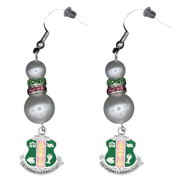 Alpha Kappa Alpha Pearl Shield Earrings
