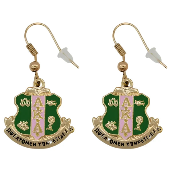 Alpha Kappa Alpha Shield Earrings Gold
