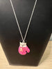 Breast Cancer Awareness Fight Bling Pink Boxing Glove Necklace - Necklaces
