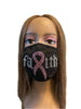 BREAST CANCER AWARENESS PINK RIBBON BLING FACE MASK RHINESTONE