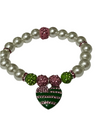 Alpha Kappa Alpha AKA Bling Heart of America Pearl Bracelet