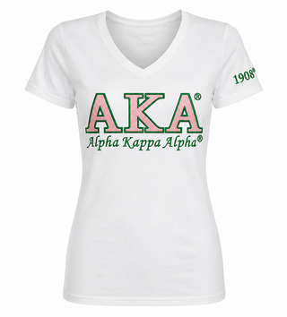 Alpha Kappa Alpha Luxury Embroidered T-shirt White