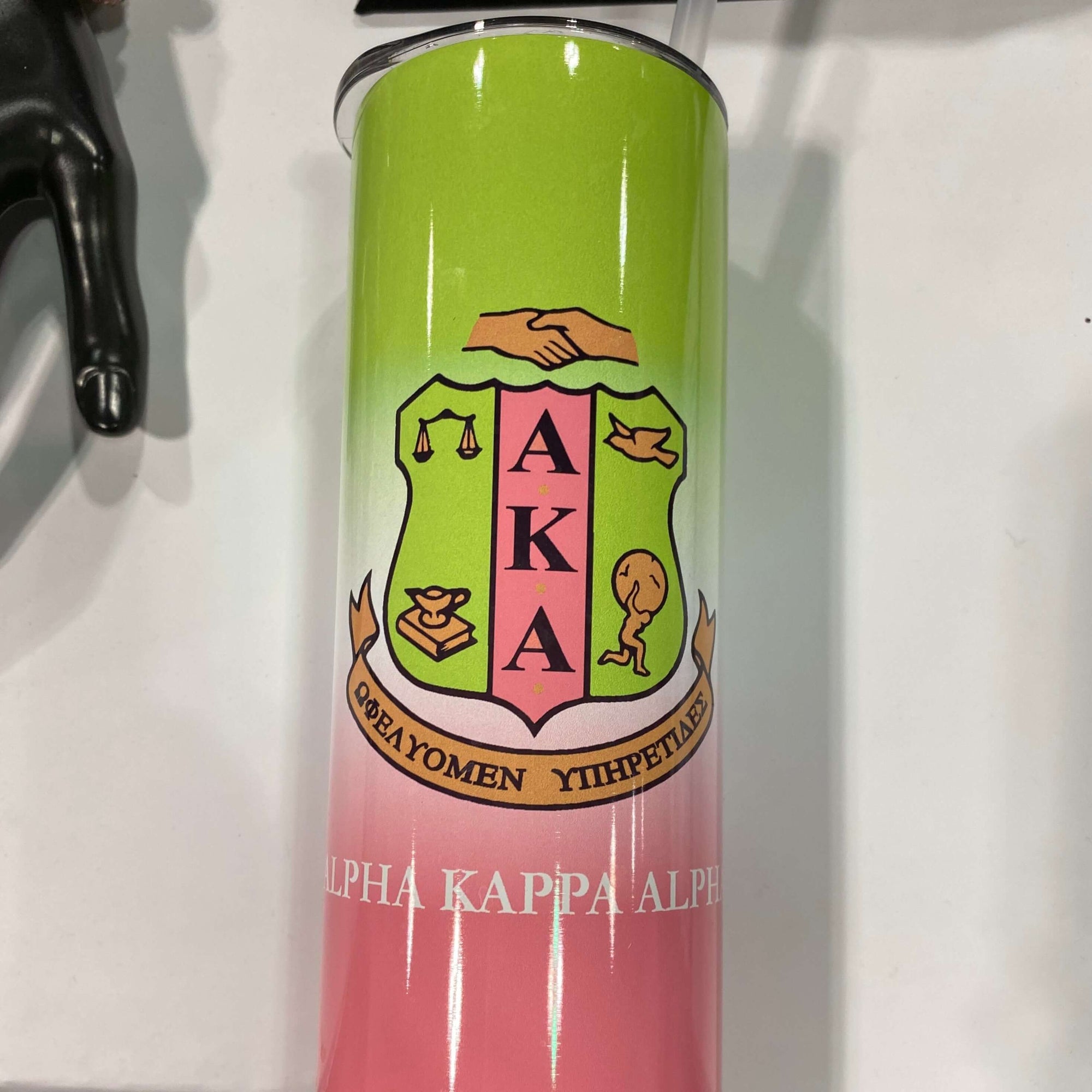 Alpha Kappa Alpha AKA 750ml Plastic Water Bottle with Flip Straw